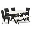Pemberly Row 6-Piece Wood Dinette Set in White and Black Finish