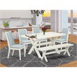Pemberly Row 6-Piece Wood Dinette Set with Upholstered Chairs in Baby Blue