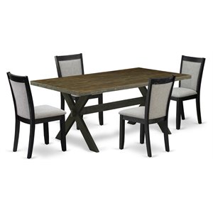 Pemberly Row 5-Pc Rubberwood Dining Set in Jacobean Gray Black Finish
