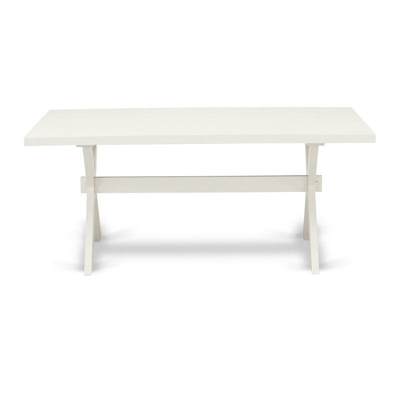 Pemberly Row 5-Piece Dining Set with Linen White Table and Blue Chairs
