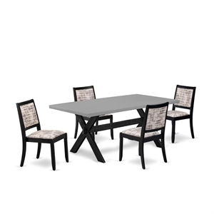 Pemberly Row 5-Piece Rubberwood Dining Set with Cement Tabletop