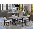 Pemberly Row 5-Piece Rubberwood Dining Set with Cement Tabletop