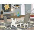 Pemberly Row 5-Piece Wood Dining Set in Linen White with Shitake Chairs