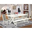 Pemberly Row 6-Piece Wood Dining Table Set in Black with Shitake Fabric