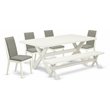 Pemberly Row 6-Piece Wood Dining Table Set in Black with Shitake Fabric