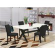 Pemberly Row 5-Piece Wood Kitchen Dining Set in Linen White & Black