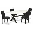 Pemberly Row 5-Piece Wood Kitchen Dining Set in Linen White & Black