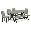 Pemberly Row 6-Piece Wood Dining Table Set with Shitake Finish