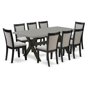 Pemberly Row 9-Piece Dining Set with Cement Table Top and Gray Finish