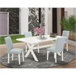 Pemberly Row 5-Pc Wood Dining Set with High Back in White & Baby Blue