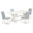 Pemberly Row 5-Pc Wood Dining Set with High Back in White & Baby Blue