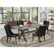Pemberly Row 5-Pc Wood Dining Set with PU Leather in Jacobean