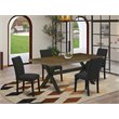 Pemberly Row 5-Pc Wood Dinette Set in Distressed Jacobean & Black