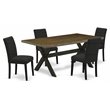 Pemberly Row 5-Pc Wood Dinette Set in Distressed Jacobean & Black