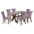 Pemberly Row 7-Piece Dining Table Set with Fabric Chairs in Multi-Color