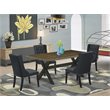 Pemberly Row 5-Piece Dining Set with Tufted Parsons Chairs in Black