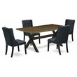 Pemberly Row 5-Piece Dining Set with Tufted Parsons Chairs in Black