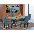 Pemberly Row 5-Piece Dining Set with Parson Chairs in Black/Mineral Blue