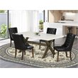 Pemberly Row 5-Piece Dining Set with Leather Chairs in Brown