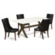Pemberly Row 5-Piece Dining Set with Leather Chairs in Brown