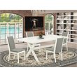 Pemberly Row 5-Piece Wood Dining Room Set in Linen White Finish