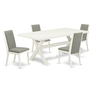 Pemberly Row 5-Piece Wood Dining Room Set in Linen White Finish
