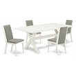 Pemberly Row 5-Piece Wood Dining Room Set in Linen White Finish