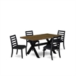 Pemberly Row 5-Piece Dining Set Rubberwood Distressed Jacobean Finish