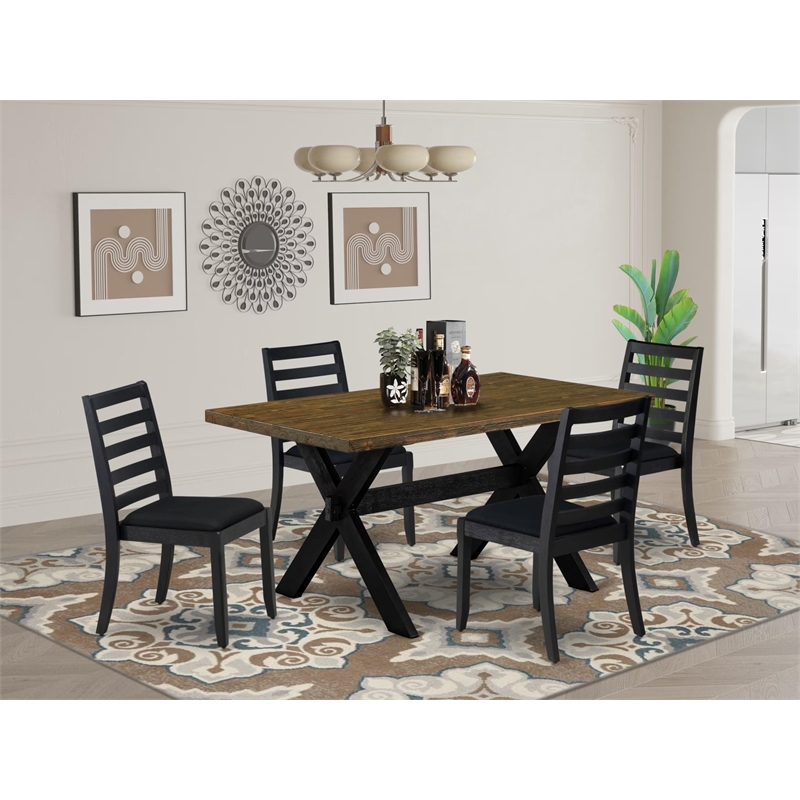Pemberly Row 5-Piece Dining Set Rubberwood Distressed Jacobean Finish