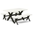Pemberly Row 3-Piece Kitchen Table Set Rubberwood Black Finish