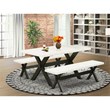 Pemberly Row 3-Piece Kitchen Table Set Rubberwood Black Finish