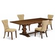 Pemberly Row 5-Piece Walnut Wooden Dining Set with Pedestal Table