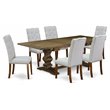 Pemberly Row 7-Piece Jacobean/Walnut Dining Set with Pedestal Table