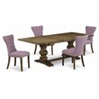 Pemberly Row 5-Piece Wood Dining Set with Pedestal Table in Jacobean