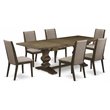 Pemberly Row 7-Piece Wood Dining Table Set in Distressed Jacobean Finish