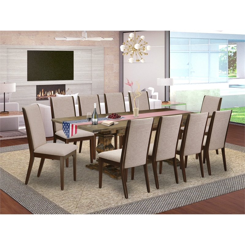 Pemberly Row 11-Piece Dining Set with Mahogany Chairs and Jacobean Table