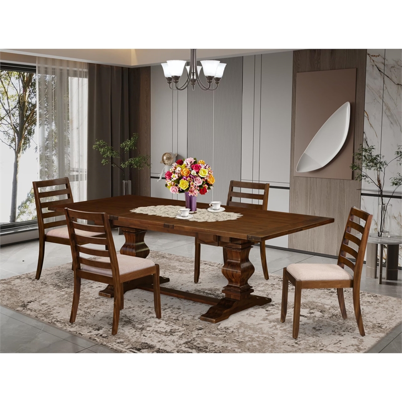 Pemberly Row 5-Piece Mid-Century Dining Set with Walnut Finish