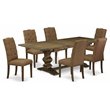 Pemberly Row 7-Piece Wood Dining Set in Jacobean Brown/Beige