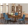 Pemberly Row 5-Piece Wood Dining Set with Fabric Seat in Walnut