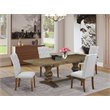 Pemberly Row 5-Piece Dining Set with Upholstered Chairs in Jacobean/Gray