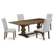 Pemberly Row 5-Piece Dining Set with Upholstered Chairs in Jacobean/Gray