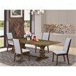 Pemberly Row 5-Piece Wood Table Set with Dining Chairs in Brown