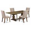 Pemberly Row 5-Piece Dining Set with Rectangular Table in Jacobean