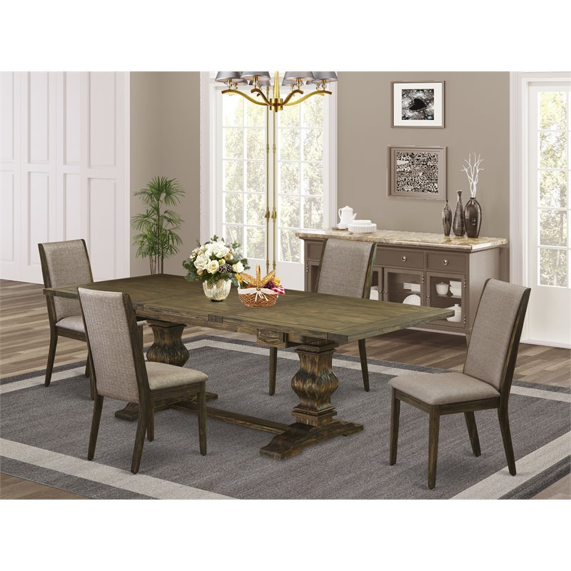 Pemberly Row 5-Piece Rubberwood Table Set Brown Jacobean Finish