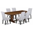 Pemberly Row 7-Piece Wood Dining Set in Walnut Finish with Chairs