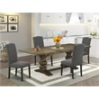 Pemberly Row 5-Pc Rectangle Table with Dark Gotham Gray Chairs in Jacobean