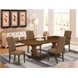 Pemberly Row 5-Piece Walnut Dining Set with Upholstered Chairs