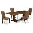 Pemberly Row 5-Piece Walnut Dining Set with Upholstered Chairs