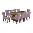 Pemberly Row Dining Table with 10 Dahlia Chairs in Distressed Jacobean