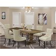 Pemberly Row 7-Piece Dining Set in Distressed Jacobean with Beige Chairs
